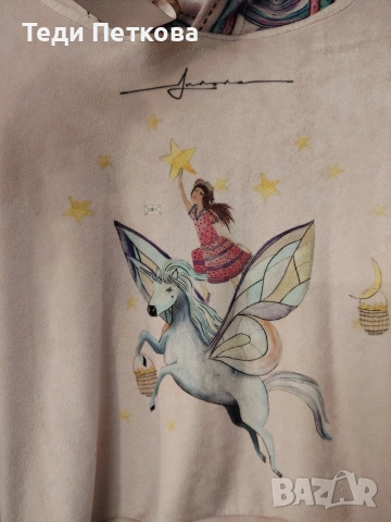 Детски суитшърт от кадифе с качулка и връзки JUNONA, снимка 3 - Детски анцузи и суичери - 53845456