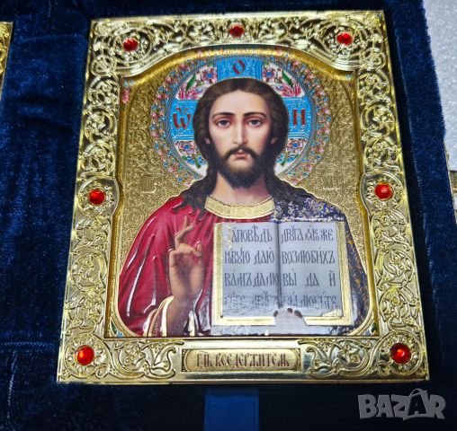 Икони, Диптих, Богородица Казанская и Христос Спасител, снимка 8 - Икони - 45765177