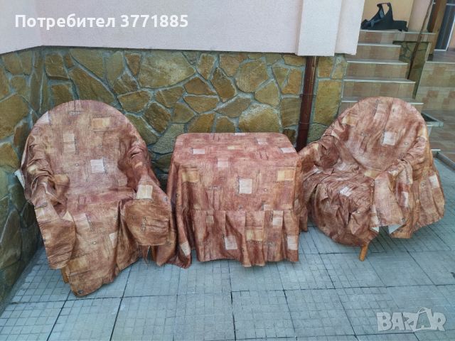   Плетени столове и маса, снимка 2 - Градински мебели, декорация  - 46393198