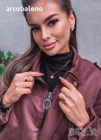 Дамско яке от рубинено-червен велур, снимка 2 - Якета - 52255282