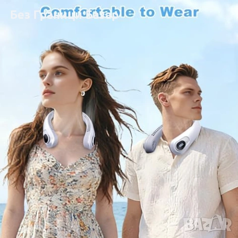 Нов Акумулаторен вентилатор за врат мощно охлаждане LED дисплей тих 5 степени, снимка 6 - Други стоки за дома - 54092355