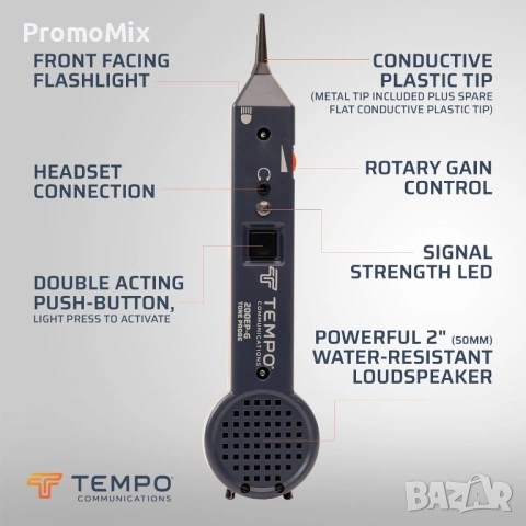 Детектор за откриване и проследяване на кабели Tempo 701K-G Standart сонда и тон-генератор, снимка 7 - Друга електроника - 53862363