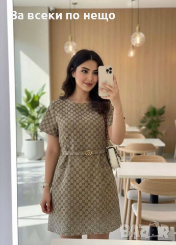 Gucci Дамска Къса Рокля С Камъни И Коланче - 2 Цвята Код A1344, снимка 10 - Рокли - 53931734