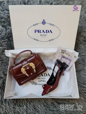 дамски сандали на ток и чанта prada milano , снимка 1 - Чанти - 46970360