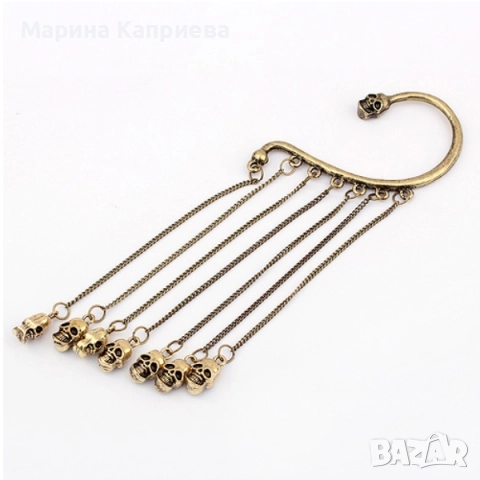 Обеци "Череп" /С-45/ В наличност два цвята, снимка 2 - Обеци - 51539447