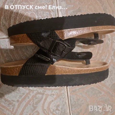 Чехли на платформа, тип Birkenstock, нови 38 естествена кожа и еко, снимка 4 - Чехли - 51397325