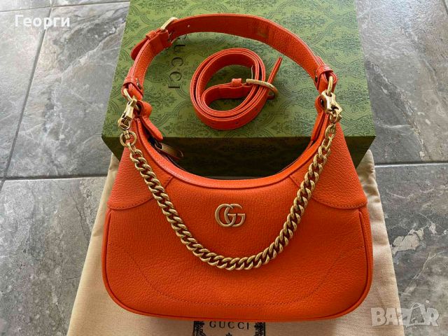 GUCCI Дамска Кожена Чанта Гучи Aphrodite Златно GG Gold Автентична, снимка 1 - Чанти - 46750054