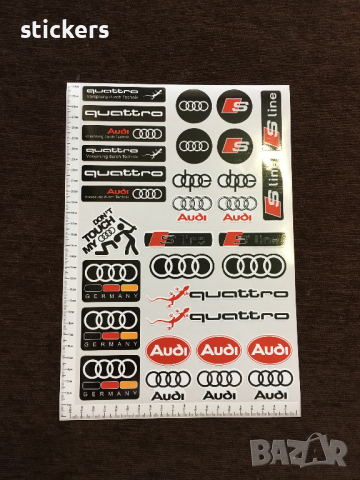 Audi Ауди стикери - един лист А4, снимка 2 - Аксесоари и консумативи - 44988327