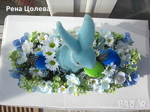 Великденска украса със синьо зайче, снимка 4 - Декорация за дома - 53757420