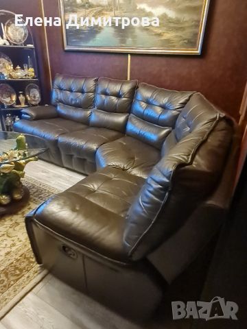 Прекрасен ъглов диван. Естествена кожа. , снимка 5 - Дивани и мека мебел - 45843572