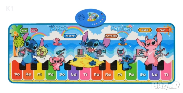 Голям Музикален Килим пиано Лило и Стич, Lilo & Stitch, детска игра Лило и Стич, Стич Ейнджъл, снимка 2 - Музикални играчки - 54192823