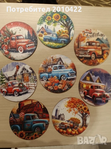 Подложки за чаши, 8 бр., нови, Диаметър 9.8 см., снимка 14 - Други стоки за дома - 48780228