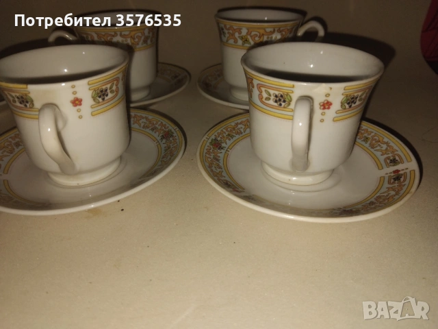 Порцеланов сервиз за кафе YUTAI – 5 чаши + 6 чинийки (маркиран), снимка 5 - Чаши - 53671257