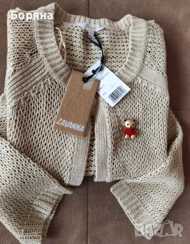 Zavanna нова къса жилетка плетиво с брошка тип Max Mara, снимка 3 - Жилетки - 53724956