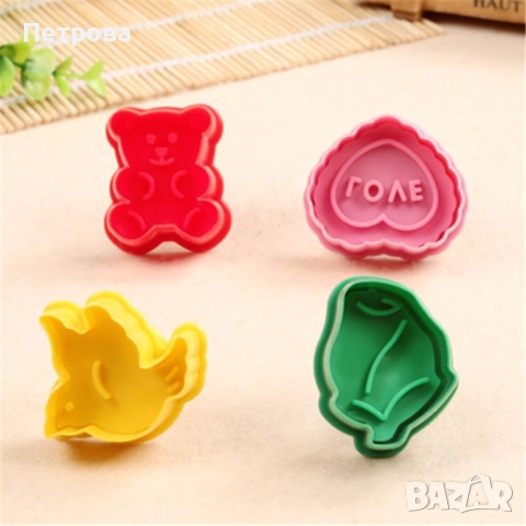 Резци с бутало – птица, мече, роза и сърце, снимка 1