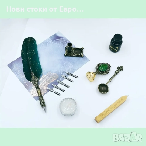Комплект ръчно изработени винтидж пера с калиграфски пера, калиграфски пера,, снимка 4 - Други - 52568874
