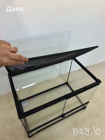 Стъклен терариум за влечуги, повдигната и водоустойчива основа, заключване с бутон PawHut, снимка 6 - Терариуми и оборудване - 53784491