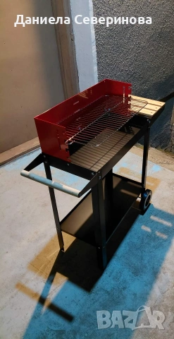 Градинско барбекю на колела, емайлирана стомана, 4 степени + Подарък 3 прибора, снимка 2 - Барбекюта - 53844226