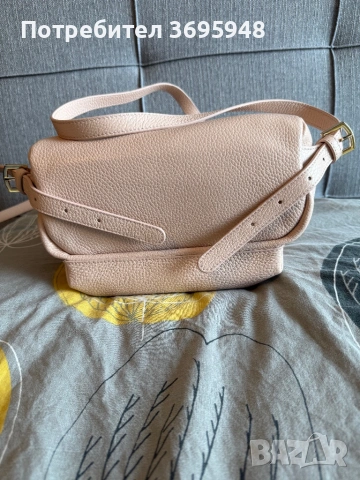 Кожена раница Zarena в цвят пудра, снимка 5 - Раници - 53845806