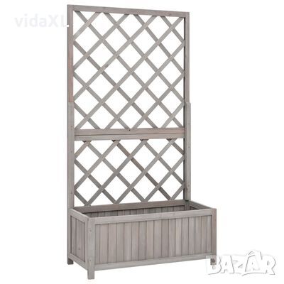 vidaXL Градински плантер с решетка, сив, 70x30x135 см, чам масив（SKU:316490, снимка 1 - Други - 46275856