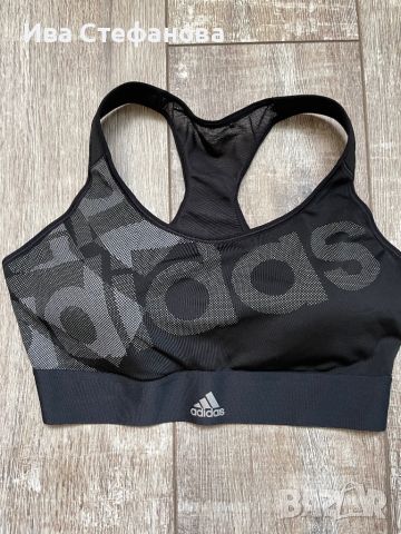 100% оригинално черно еластично спортно бюстие топ Adidas Адидас, снимка 1 - Корсети, бюстиета, топове - 46185712