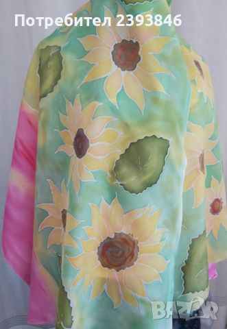 Дамски ръчно рисуван шал , снимка 4 - Шалове - 45840210