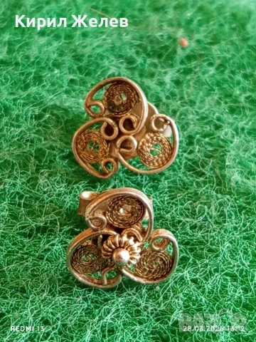 Винтидж сребърни обеци филигранна изработка с гранулация 51775, снимка 2 - Обеци - 54005594