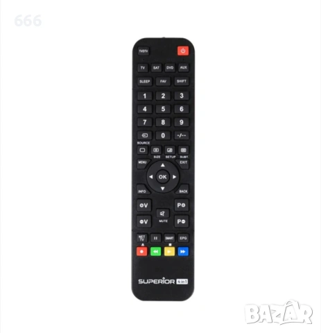 Дистанционно управление 4:1, Superior, Универсално, 2 x AAA, Черно