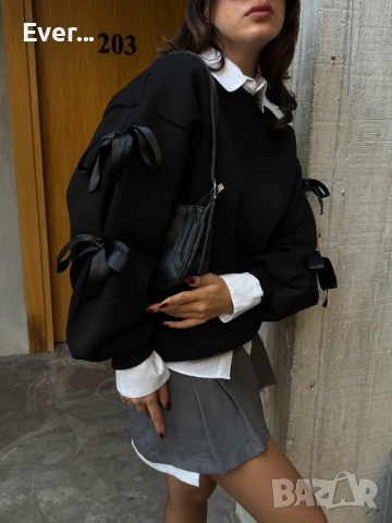 Суитшърт с панделки овърсайз, снимка 4 - Суичъри - 52333257