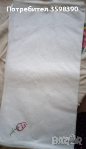 Памучна покривка с апликации и плетени елементи 260×170 см., 12 салфетки 