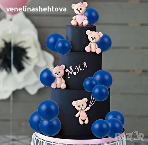 120 броя тъмно сини топчета топки на тел от стиропор за декорация на торта , снимка 4 - Други - 52701997