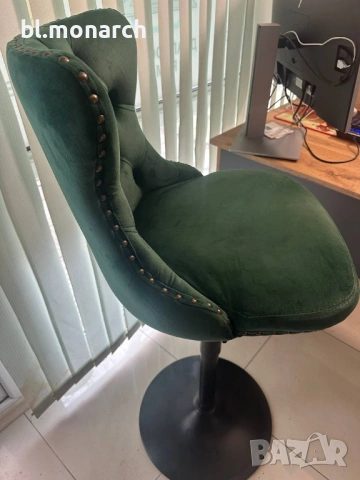 Елегантни бар столове H-117 (Тъмнозелено кадифе) – Сглобени!, снимка 7 - Столове - 53737394