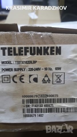 TELEFUNKEN  T32TX182DLBP  дефектна  матрица  на  части, снимка 1 - Части и Платки - 46195318