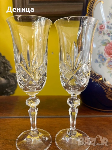 Елегантни кристални чаши за двама Височина-20 см Вместимост-180 мл Цена-15 евро, снимка 8 - Чаши - 53265735