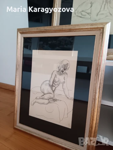 Стоян Венев, акварел и туш, оригинал, снимка 3 - Картини - 50454864