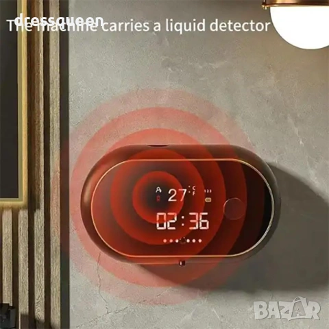 4495 Автоматичен диспенсър 500 мл с дигитален термометър (C/F) и часовник, снимка 6 - Други стоки за дома - 53875953