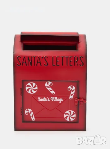 Метална коледна кутия "Santa's letters"  с отваряща се вратичка, снимка 3 - Декорация за дома - 47709243