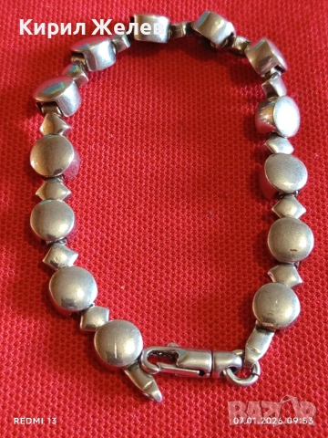 Уникална сребърна гривна майсторска ръчна изработка закопчалка тип Омар 30692