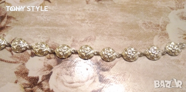 Нова Сребърна Дамска Гривна с Рози, снимка 4 - Гривни - 53772747