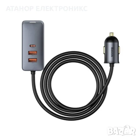 Baseus - Зарядно за кола  Разширение на порта, 3x USB, Type-C, Бързо зареждане, снимка 5 - Зарядни за кола - 49099590