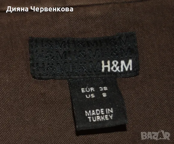 Дамско кафяво яке/сако със златни копчета H&M; пролетно, лятно; L÷XL, снимка 3 - Якета - 28331988