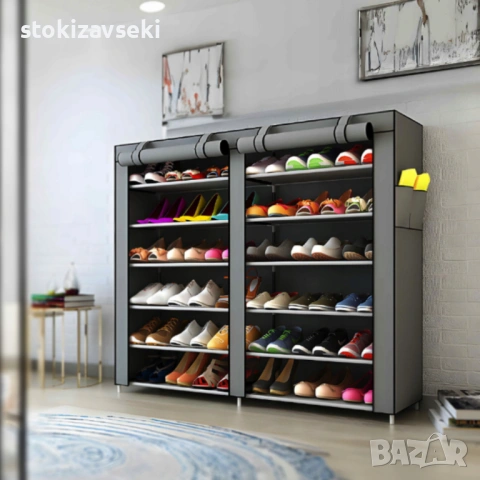 Сгъваем текстилен шкаф XXL, органайзер за дрехи, дишащ материал, снимка 9 - Шкафове - 54082719