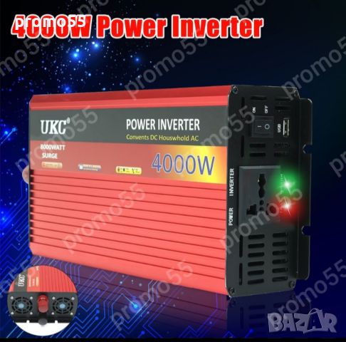 Мощен Инвертор 12V 220V 4000W, снимка 6 - Аксесоари и консумативи - 45439681