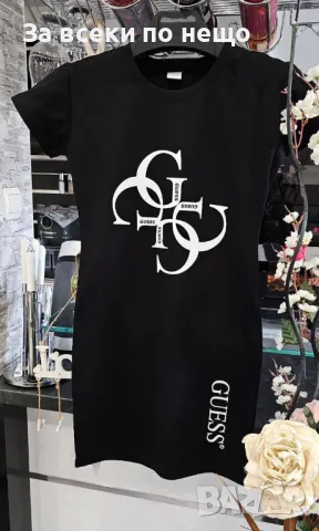 Guess👗Dolce&Gabbana👗Fendi👗Nike👗Calvin Klein Дамска Черна Рокля С Къс Ръкав Код D2403, снимка 3 - Рокли - 50044230
