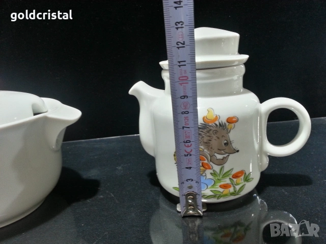 Стар български порцелан детски мотиви супник и чайниче , снимка 2 - Антикварни и старинни предмети - 52923460
