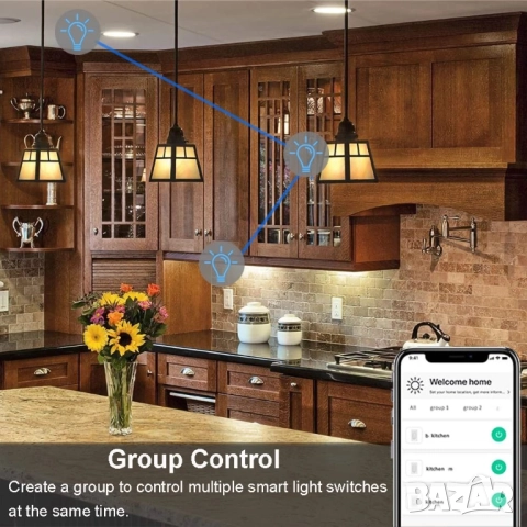 KETOTEK WiFi Smart сензорен ключ за осветление, 1 групи, 1 посока 10A, снимка 4 - Други - 50991004