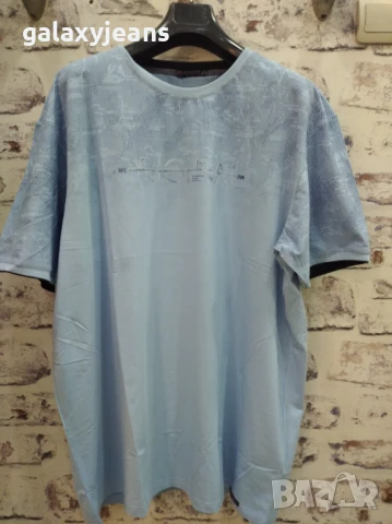 Reddown- тениска супер големи размери, цвят парламент, ефектен принт, с еластан, снимка 1