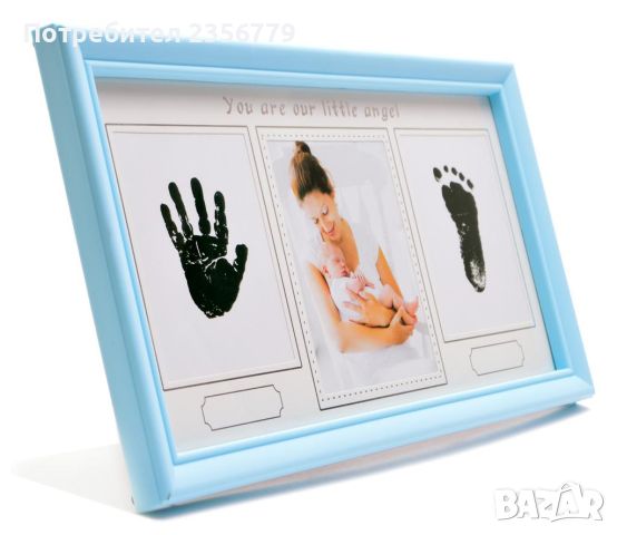 Рамка за снимка на бебе с отпечатъци синя , снимка 2 - Други - 46216917