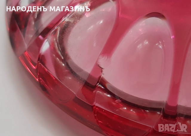 Кристална бонбониера розово червен цвят цветен кристал рядък модел, снимка 13 - Други ценни предмети - 51910944