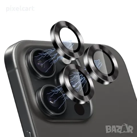 Стъклени протектори за камера Lens Fulm за iPhone 16 Pro / 16 Pro Max, Черен, снимка 2 - Фолия, протектори - 47902496